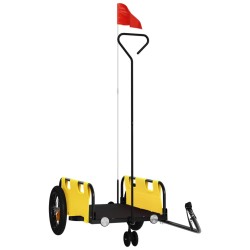 vidaXL Remolque para bicicletas hierro y tela Oxford amarillo