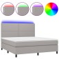 vidaXL Cama box spring colchón y luces LED tela gris claro 160x200 cm vidaXL Cama box spring colchón y luces LED tela gris claro 160x200 cm