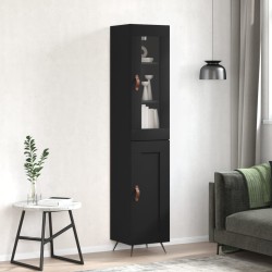 vidaXL Aparador de madera contrachapada negro 34,5x34x180 cm