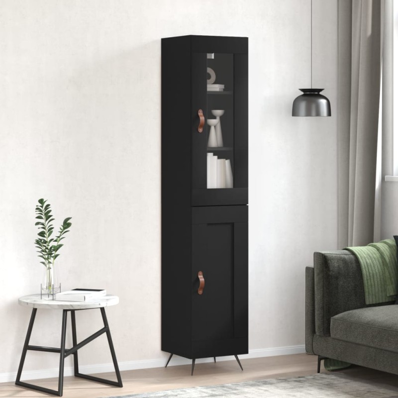 vidaXL Aparador de madera contrachapada negro 34,5x34x180 cm vidaXL Aparador de madera contrachapada negro 34,5x34x180 cm