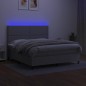 vidaXL Cama box spring colchón y luces LED tela gris claro 160x200 cm vidaXL Cama box spring colchón y luces LED tela gris claro 160x200 cm