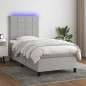vidaXL Cama box spring colchón y luces LED tela gris claro 90x200 cm vidaXL Cama box spring colchón y luces LED tela gris claro 90x200 cm