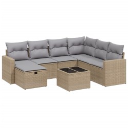 vidaXL Juego de sofás jardín con cojines beige mezcla 8 pzas ratán PE