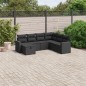 vidaXL Set de comedor de jardín 7 pzas y cojines ratán sintético negro vidaXL Set de comedor de jardín 7 pzas y cojines ratán sintético negro