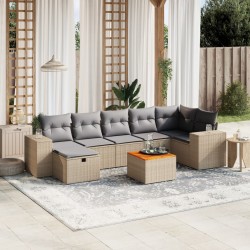 vidaXL Juego de sofás jardín con cojines beige mezcla 8 pzas ratán PE