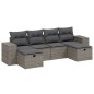 vidaXL Set de muebles de jardín 6 pzas y cojines ratán sintético gris vidaXL Set de muebles de jardín 6 pzas y cojines ratán sintético gris