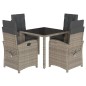 vidaXL Set comedor de jardín 5 piezas con cojines ratán sintético gris vidaXL Set comedor de jardín 5 piezas con cojines ratán sintético gris