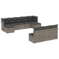 vidaXL Set de sofás de jardín 10 pzas con cojines ratán sintético gris vidaXL Set de sofás de jardín 10 pzas con cojines ratán sintético gris
