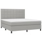 vidaXL Cama box spring colchón y luces LED tela gris claro 180x200 cm