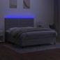 vidaXL Cama box spring colchón y luces LED tela gris claro 180x200 cm