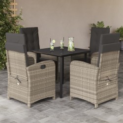 vidaXL Set comedor de jardín 5 pzas cojines ratán sintético gris claro