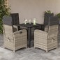 vidaXL Set comedor de jardín 5 pzas cojines ratán sintético gris claro vidaXL Set comedor de jardín 5 pzas cojines ratán sintético gris claro