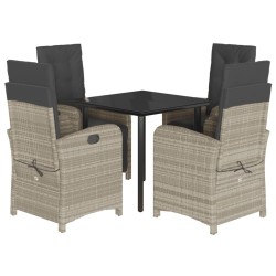 vidaXL Set comedor de jardín 5 pzas cojines ratán sintético gris claro