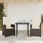 vidaXL Set comedor de jardín 3 piezas y cojines ratán sintético marrón vidaXL Set comedor de jardín 3 piezas y cojines ratán sintético marrón