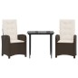 vidaXL Set comedor de jardín 3 piezas y cojines ratán sintético marrón vidaXL Set comedor de jardín 3 piezas y cojines ratán sintético marrón