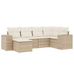 vidaXL Juego de sofás jardín con cojines 6 pzas ratán sintético beige