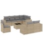 vidaXL Set de sofás de jardín 9 pzas con cojines ratán sintético beige