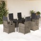 vidaXL Set comedor jardín 7 pzas y cojines ratán sintético gris vidaXL Set comedor jardín 7 pzas y cojines ratán sintético gris