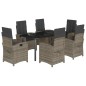 vidaXL Set comedor jardín 7 pzas y cojines ratán sintético gris vidaXL Set comedor jardín 7 pzas y cojines ratán sintético gris
