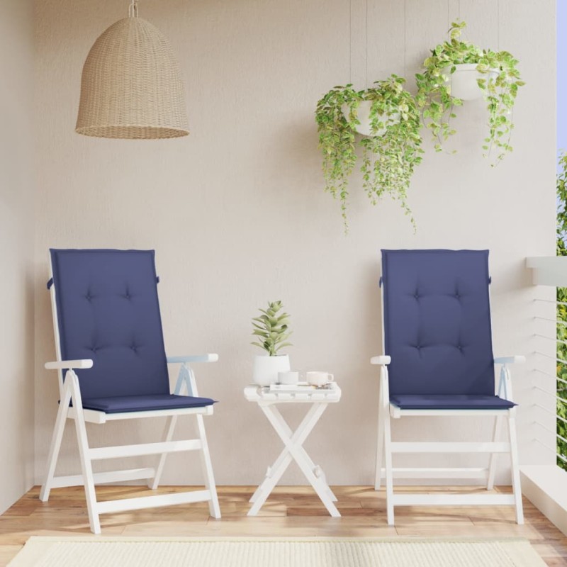vidaXL Cojines para silla con respaldo alto 2 uds tela azul marino vidaXL Cojines para silla con respaldo alto 2 uds tela azul marino