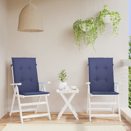 vidaXL Cojines para silla con respaldo alto 2 uds tela azul marino