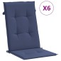 vidaXL Cojines para silla con respaldo alto 6 uds tela azul marino vidaXL Cojines para silla con respaldo alto 6 uds tela azul marino