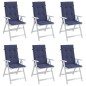 vidaXL Cojines para silla con respaldo alto 6 uds tela azul marino vidaXL Cojines para silla con respaldo alto 6 uds tela azul marino