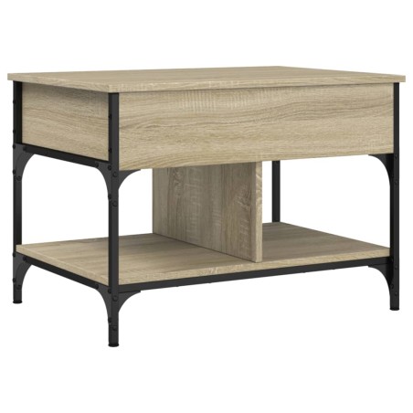 vidaXL Mesa de centro madera ingeniería metal roble Sonoma 70x50x50 cm