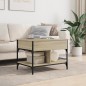 vidaXL Mesa de centro madera ingeniería metal roble Sonoma 70x50x50 cm