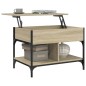 vidaXL Mesa de centro madera ingeniería metal roble Sonoma 70x50x50 cm