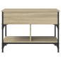 vidaXL Mesa de centro madera ingeniería metal roble Sonoma 70x50x50 cm