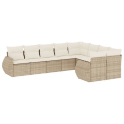 vidaXL Set de sofás de jardín 9 pzas con cojines ratán sintético beige