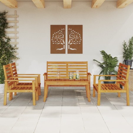 vidaXL Juego de muebles de jardín 5 pzas madera maciza de acacia