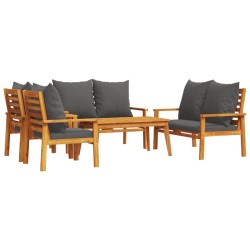 vidaXL Juego de muebles jardín 5 pzas con cojines madera maciza acacia