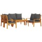 vidaXL Juego de muebles jardín 5 pzas con cojines madera maciza acacia