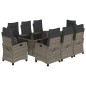 vidaXL Set comedor jardín 9 pzas y cojines ratán sintético gris vidaXL Set comedor jardín 9 pzas y cojines ratán sintético gris