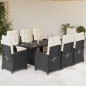 vidaXL Set de comedor de jardín 9 pzas y cojines ratán sintético negro vidaXL Set de comedor de jardín 9 pzas y cojines ratán sintético negro