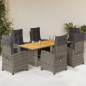 vidaXL Set comedor jardín 7 pzas y cojines ratán sintético gris vidaXL Set comedor jardín 7 pzas y cojines ratán sintético gris