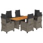vidaXL Set comedor jardín 7 pzas y cojines ratán sintético gris vidaXL Set comedor jardín 7 pzas y cojines ratán sintético gris