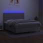 vidaXL Cama box spring colchón y luces LED tela gris claro 180x200 cm vidaXL Cama box spring colchón y luces LED tela gris claro 180x200 cm