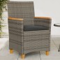 vidaXL Sillas de jardín y cojines 2 uds ratán PE gris y madera maciza vidaXL Sillas de jardín y cojines 2 uds ratán PE gris y madera maciza