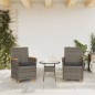 vidaXL Sillas de jardín y cojines 2 uds ratán PE gris y madera maciza vidaXL Sillas de jardín y cojines 2 uds ratán PE gris y madera maciza