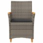 vidaXL Sillas de jardín y cojines 2 uds ratán PE gris y madera maciza vidaXL Sillas de jardín y cojines 2 uds ratán PE gris y madera maciza