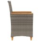 vidaXL Sillas de jardín y cojines 2 uds ratán PE gris y madera maciza vidaXL Sillas de jardín y cojines 2 uds ratán PE gris y madera maciza