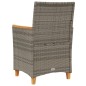vidaXL Sillas de jardín y cojines 2 uds ratán PE gris y madera maciza vidaXL Sillas de jardín y cojines 2 uds ratán PE gris y madera maciza