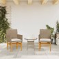 vidaXL Sillas de jardín con cojín 2 uds ratán PE beige y madera acacia vidaXL Sillas de jardín con cojín 2 uds ratán PE beige y madera acacia