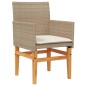 vidaXL Sillas de jardín con cojín 2 uds ratán PE beige y madera acacia vidaXL Sillas de jardín con cojín 2 uds ratán PE beige y madera acacia