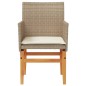 vidaXL Sillas de jardín con cojín 2 uds ratán PE beige y madera acacia vidaXL Sillas de jardín con cojín 2 uds ratán PE beige y madera acacia