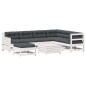 vidaXL Set muebles jardín con cojines 8 pzas madera maciza pino blanco vidaXL Set muebles jardín con cojines 8 pzas madera maciza pino blanco