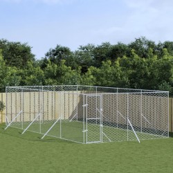 vidaXL Perrera de exterior acero galvanizado plateado 4x8x2 m